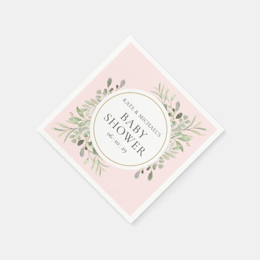 Waterverf groen roze meisje koppels Baby shower Servet (Hoek)