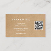 Waterverf groen rustieke kraft QR code Visitekaartje (Achterkant)