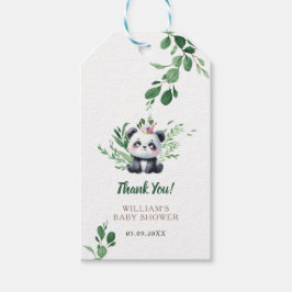 Waterverf groen Schattigee panda douche Dank u Cadeaulabel