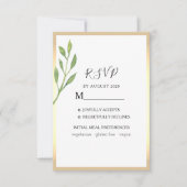 Waterverf groen smaragd groene bruiloft RSVP kaartje (Voorkant)