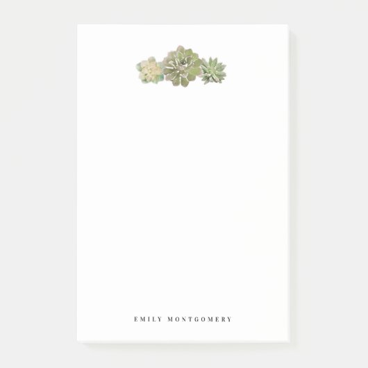 Waterverf Groen Succulent Persoonlijk Monogram Post-it® Notes (Voorkant)