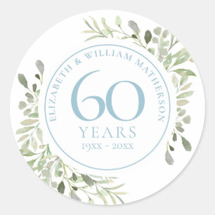 Waterverf Groen voor 60-jarig jubileum Ronde Sticker