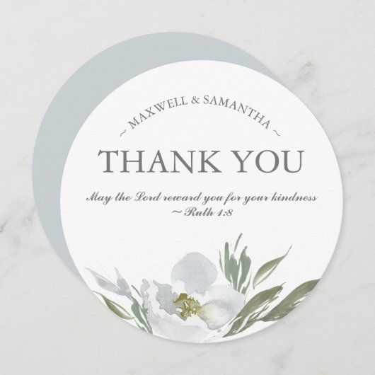 Waterverf Groen, Wit en Grijs Dank u Kaart (Voorkant / Achterkant)