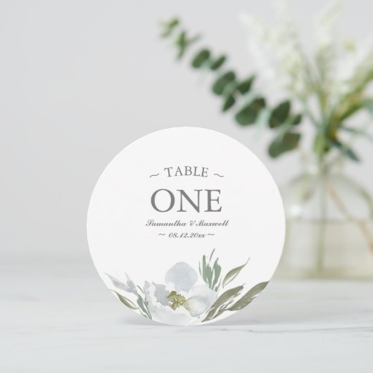 Waterverf groen wit en grijs tabelnummer kaart (Staand voorkant)