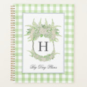 Waterverf Groen & Wit Hydrangea Crest Gingham Planner (Voorkant)