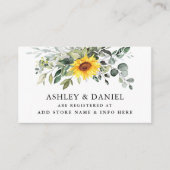 Waterverf groen zonnebloem bruiloft register informatiekaartje (Voorkant)