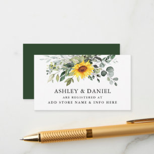 Waterverf groen zonnebloem bruiloft register informatiekaartje