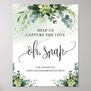 Waterverf groen zuinige florale oh-snap-teken poster