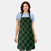 Waterverf Groen & Zwart Buffel Plaid Pattern Schort (Gedragen)