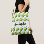 Waterverf Groene Apple Patroonnaam Monogramed Draagtas (Dichtbij)