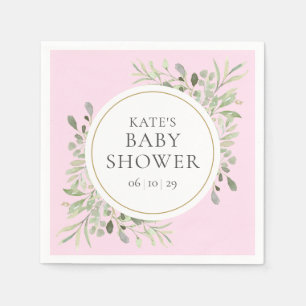 Waterverf Groene Baby Meisje Roze Shower Servet