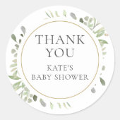 Waterverf Groene Baby Shower Dank Je Ronde Sticker (Voorkant)