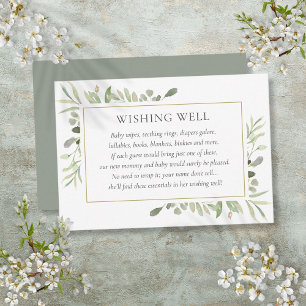 Waterverf Groene Baby Shower Wensput Informatiekaartje