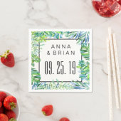 Waterverf Groene bladeren Aangepaste bruiloft of f Servet (Insitu)