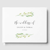 Waterverf groene bladeren bruiloft gastenboek (Voorkant)