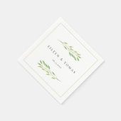 Waterverf groene bladeren bruiloft papier servet (Hoek)