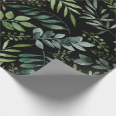 Waterverf groene bladeren cadeaupapier (Hoek)