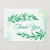Waterverf Groene Bladeren Dank u Blad Briefkaart (Voorkant / Achterkant)