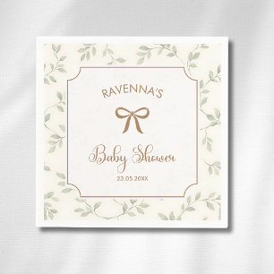 Waterverf groene bladeren frame gouden boog babyfe servet