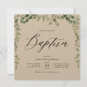 waterverf groene bladeren kraft baptisme kaart