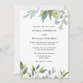 Waterverf groene bladeren Modern Wedding Kaart (Voorkant)