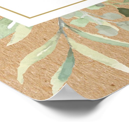 Waterverf Groene Bladeren Trouw Welkom Bord Poster (Hoek)