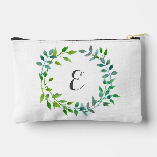 Waterverf groene bladkrans | Monogram Etui (Achterkant)