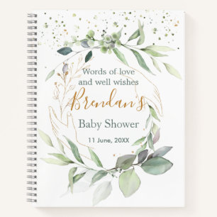 Waterverf Groene bladzijden Baby shower Gastboek Notitieboek