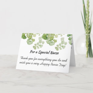 Waterverf Groene Bloemen Happy Nurse Day Bedankkaart