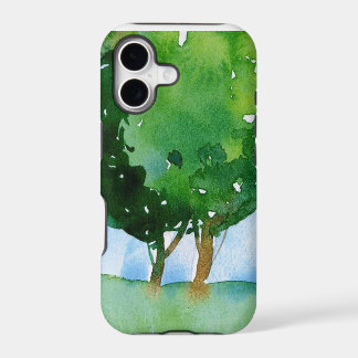 waterverf groene bomen.