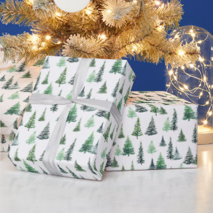 Waterverf groene bomen bospatroon cadeaupapier