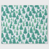 Waterverf Groene Bomen Kerst Patroon Cadeaupapier (Vlak)