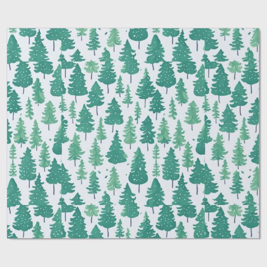 Waterverf Groene Bomen Kerst Patroon Cadeaupapier (Vlak)