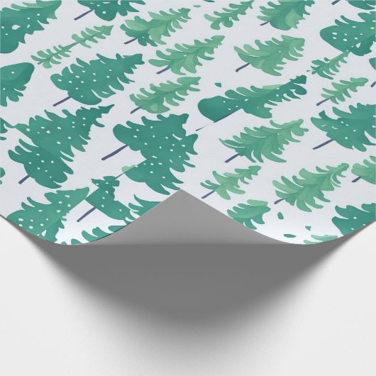 Waterverf Groene Bomen Kerst Patroon Cadeaupapier (Hoek)