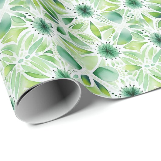 Waterverf Groene Botanische Natuur Geïnspireerd Cadeaupapier (Rol Hoek)