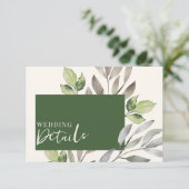 Waterverf Groene Botanische QR Code Bruiloft Informatiekaartje (Staand voorkant)