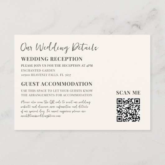 Waterverf Groene Botanische QR Code Bruiloft Informatiekaartje (Achterkant)