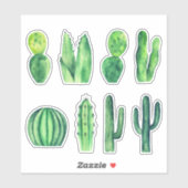 Waterverf groene cactus. Succulenten. botanisch Sticker (Vel)