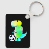 Waterverf groene dinosaurus met aangepaste naam sleutelhanger (Achterkant)