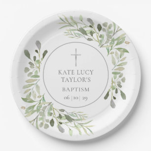 Waterverf Groene Doop Christening Papieren Bordje
