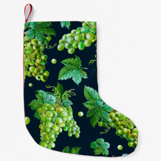 Waterverf groene druiven, bladeren op een donkere  kleine kerstsok