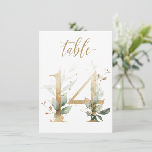 Waterverf Groene en goudvulling, Tabel nummer 14 Kaart (Staand voorkant)