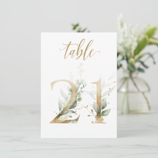 Waterverf Groene en goudvulling, tabel nummer 21 Kaart (Staand voorkant)