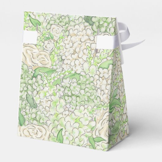 Waterverf Groene en Witte Hydrangea Crest Bedankdoosjes (Achterkant)