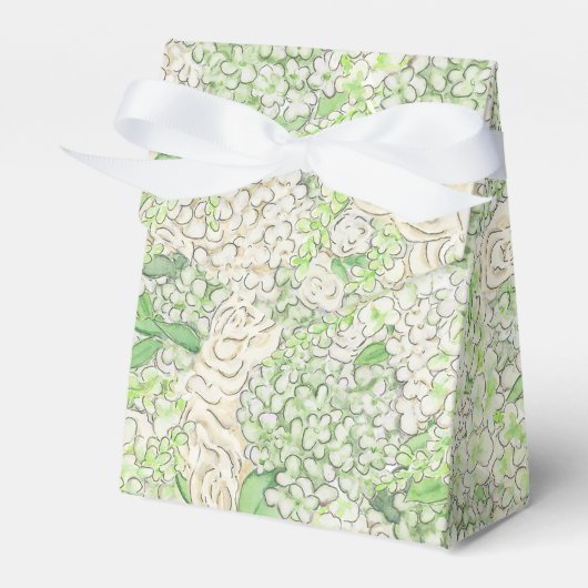 Waterverf Groene en Witte Hydrangea Crest Bedankdoosjes (Voorkant Zijde)