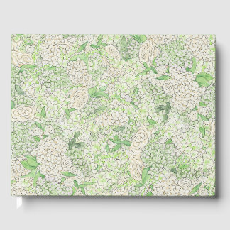 Waterverf Groene en Witte Hydrangea Crest Gastenboek