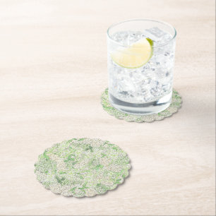 Waterverf Groene en Witte Hydrangea Crest Kartonnen Onderzetters