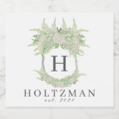 Waterverf Groene en Witte Hydrangea Crest Likeurfles Etiket (Enkel label)