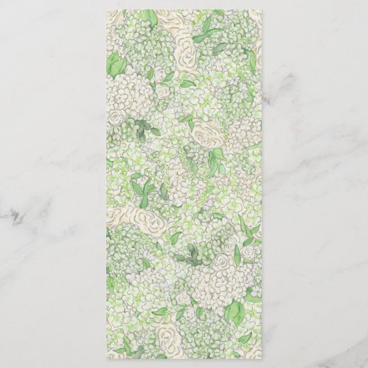 Waterverf Groene en Witte Hydrangea Crest Menu (Achterkant)