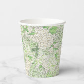 Waterverf Groene en Witte Hydrangea Crest Papieren Bekers (Achterkant)